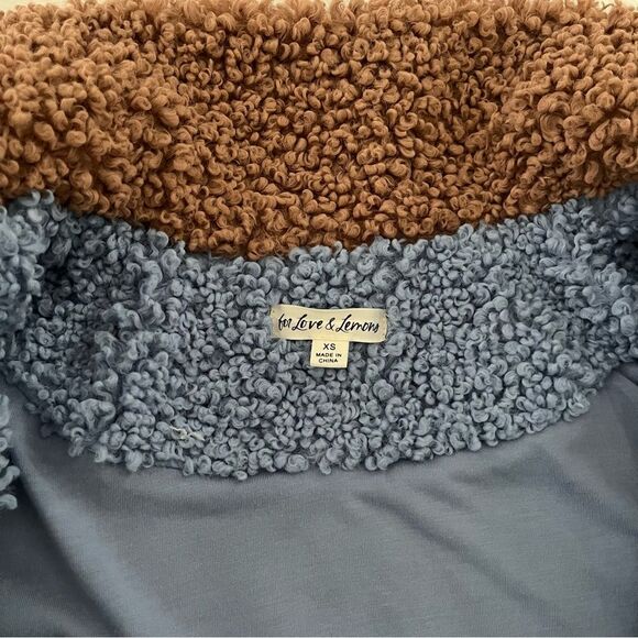 For Love And Lemons Color Block Sherpa Fleece Jacket Brown/Blue, Size XS NWOT - Picture 12 of 14